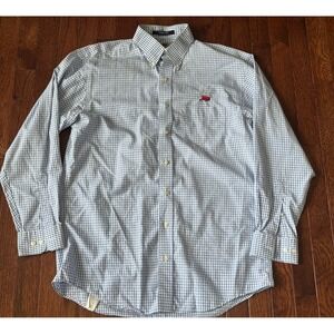 Perils Cajun Clothing MARDI GRAS New Orleans Crawfish Shirt No Iron Blue Gingham